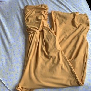 strapless yellow jumpsuit